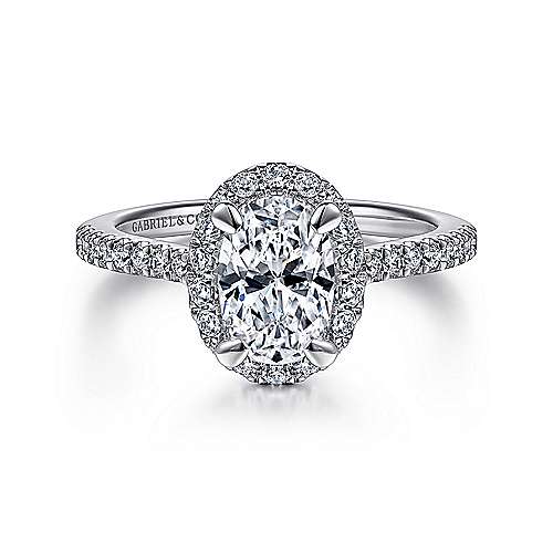 Gabriel & Co. 1/3 ct. tw. Oval Semi-Mount Diamond Halo Engagement Ring in 14K White Gold - ER14725O4W44JJ