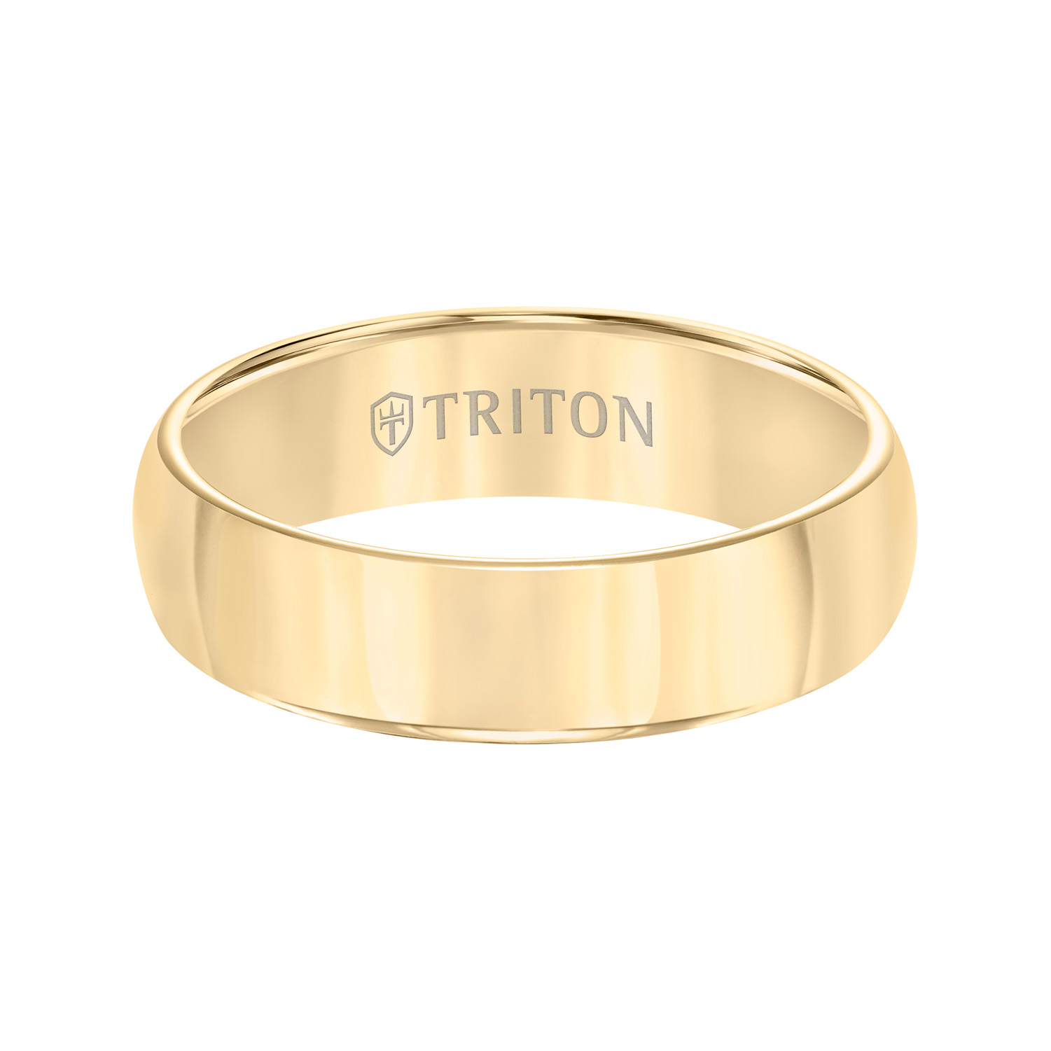 Triton Men's 6MM Yellow Tungsten Wedding Band Domed with Polish Finish- 11-2134YC