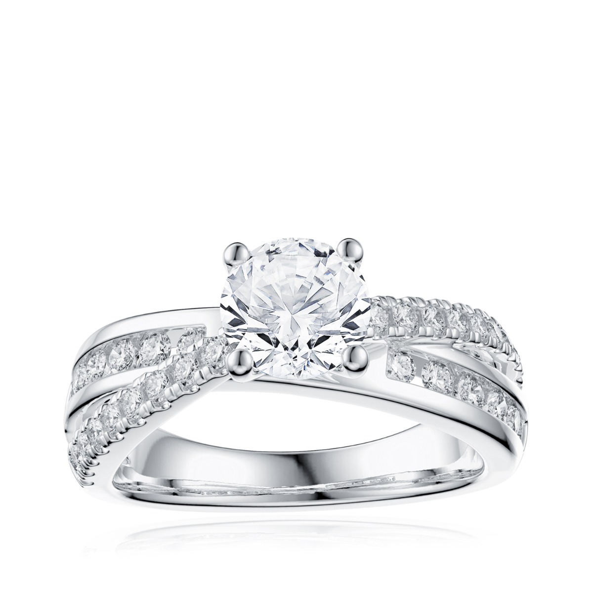 Evere 1/2 ct. tw. Diamond Multi Row Criss Cross Semi-Mount Engagement Ring