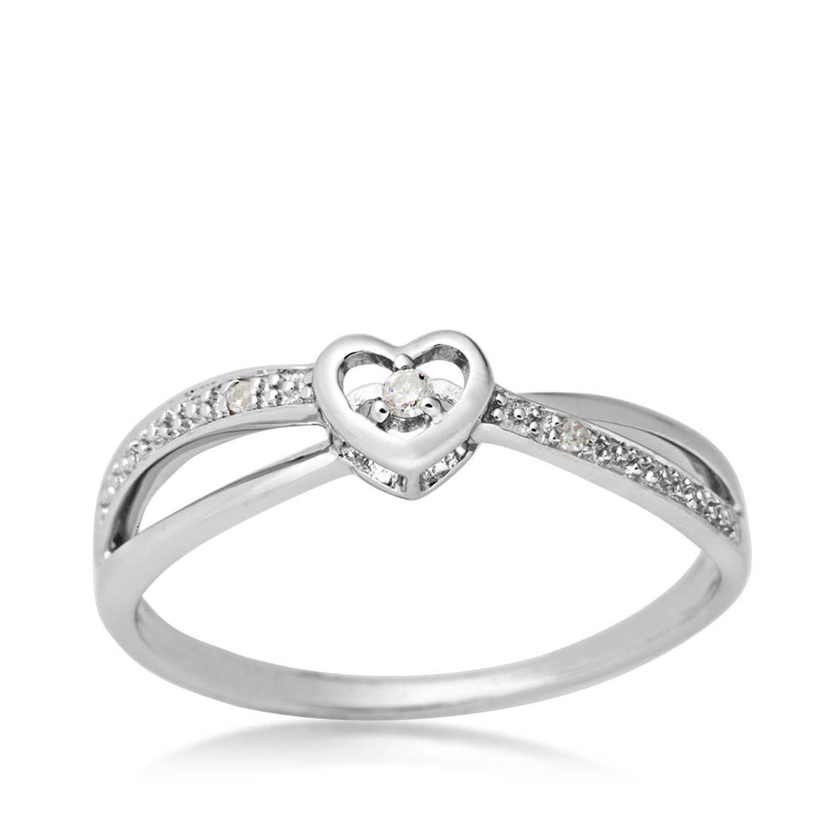 diamond heart sterling silver promise ring