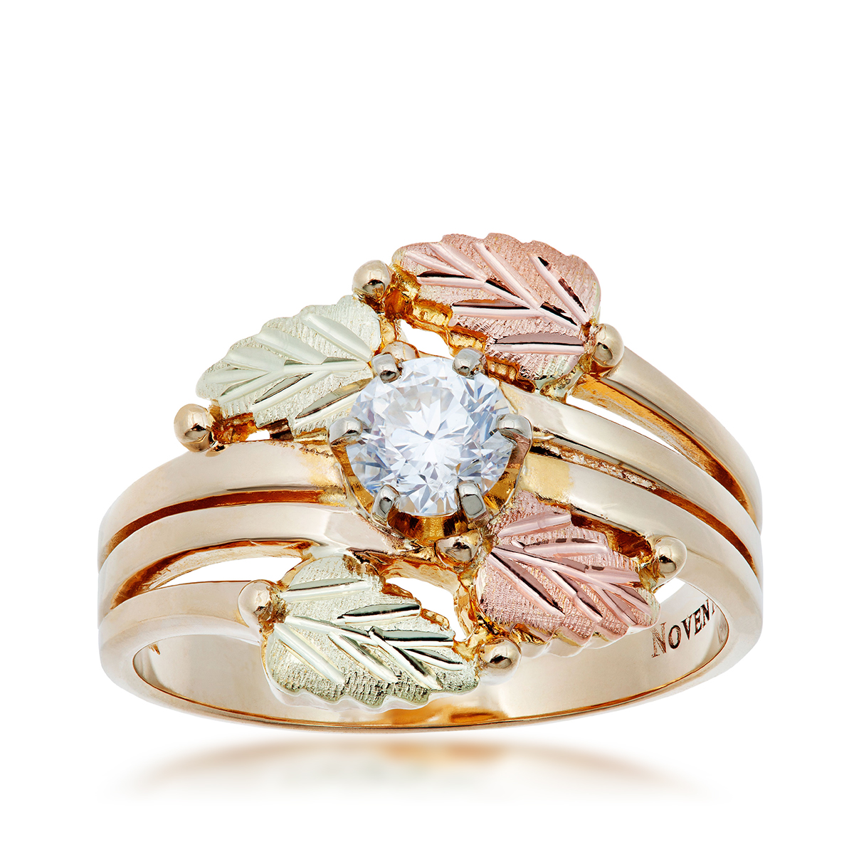 10K yellow gold Black Hills Gold 1/2 ct. tw. Noventa round diamond solitaire engagement ring