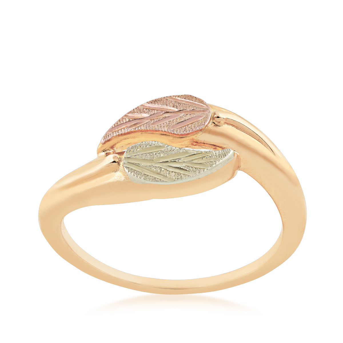 10K yellow gold Black Hills Gold two leaf bypass ring