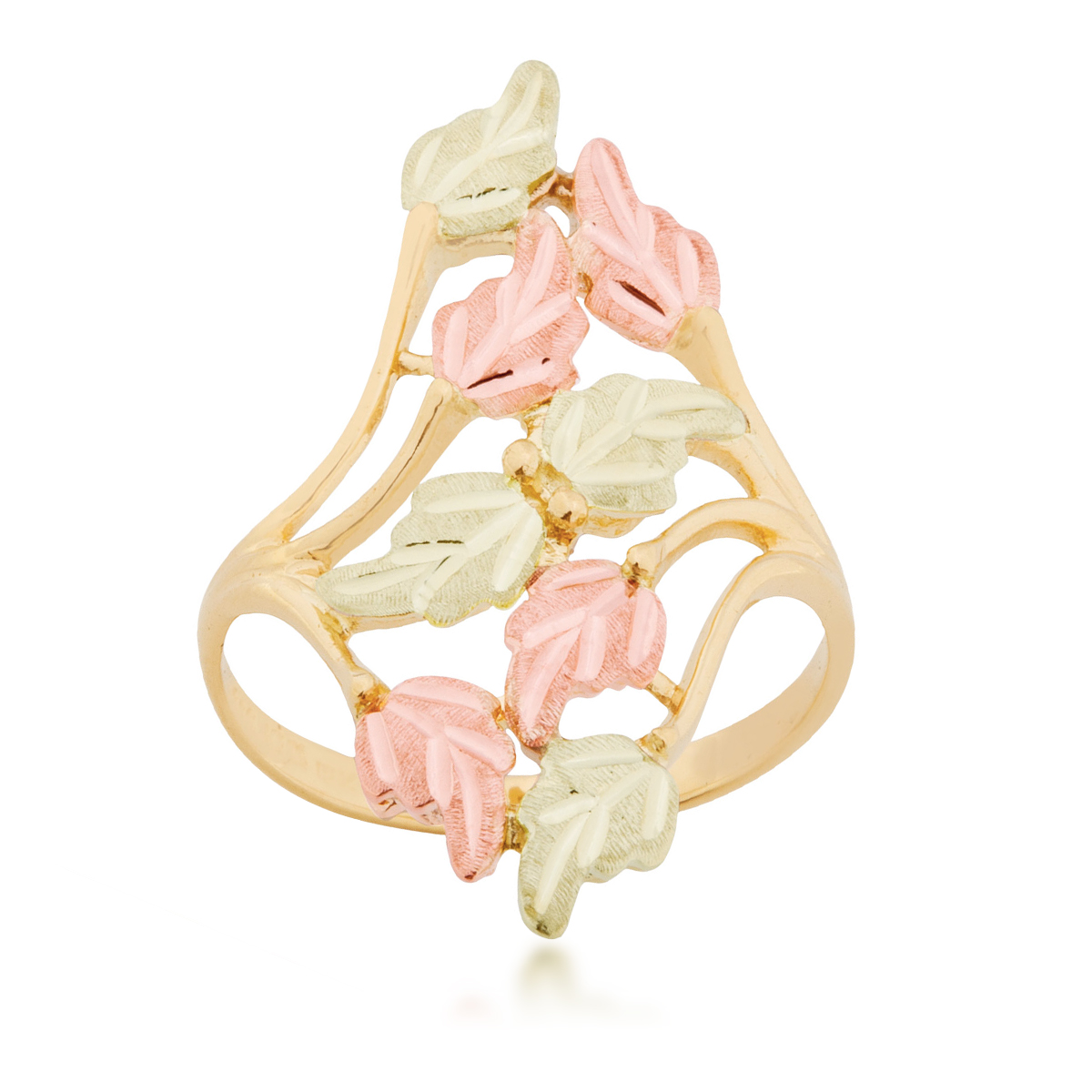10K yellow gold Black Hills Gold multi-leaf bypass ring