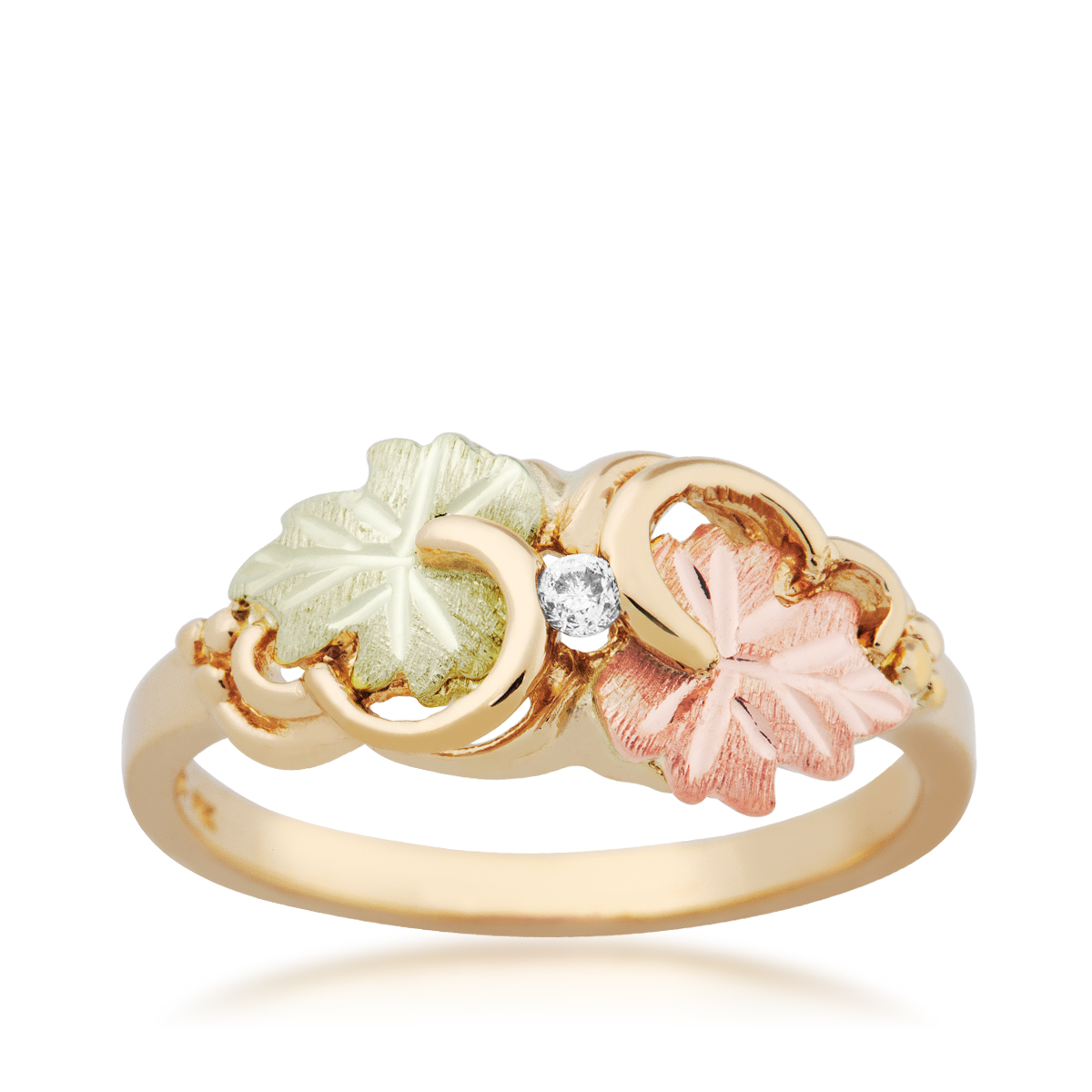 10K yellow gold Black Hills Gold diamond accent grapevine and leaf promise ring
