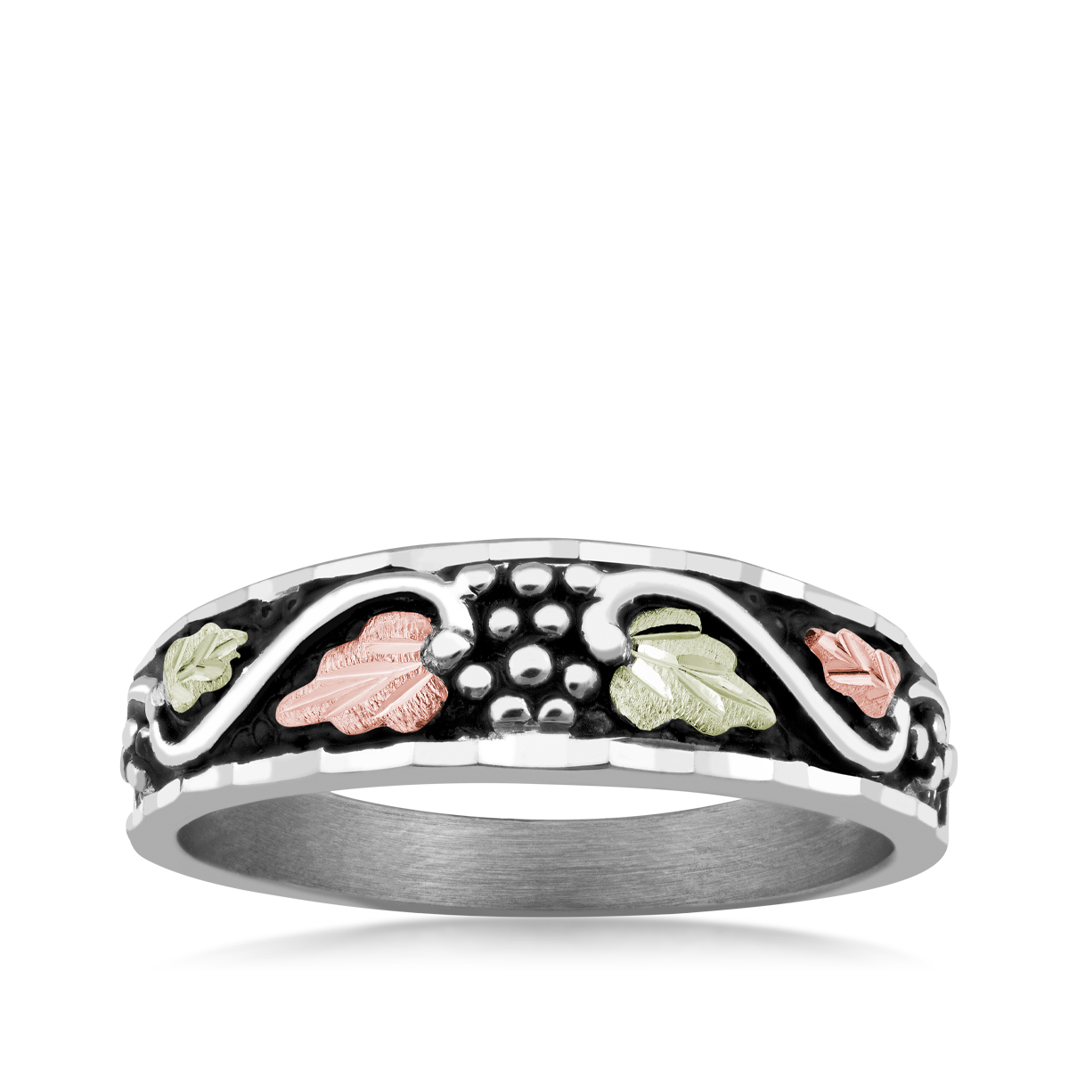 sterling silver Black Hills Gold antiqued grapevine and leaf ring