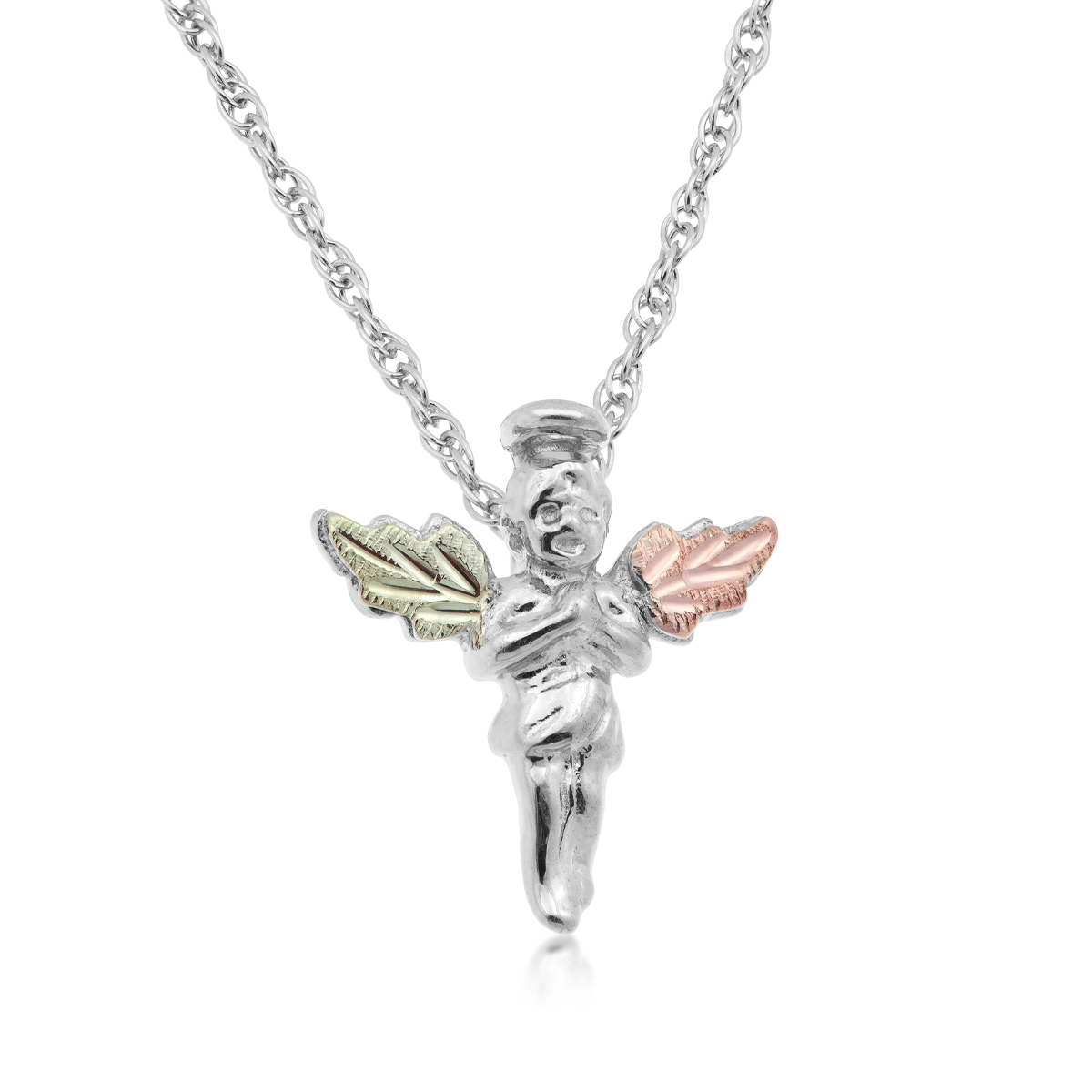 sterling silver Black Hills Gold guardian angel pendant