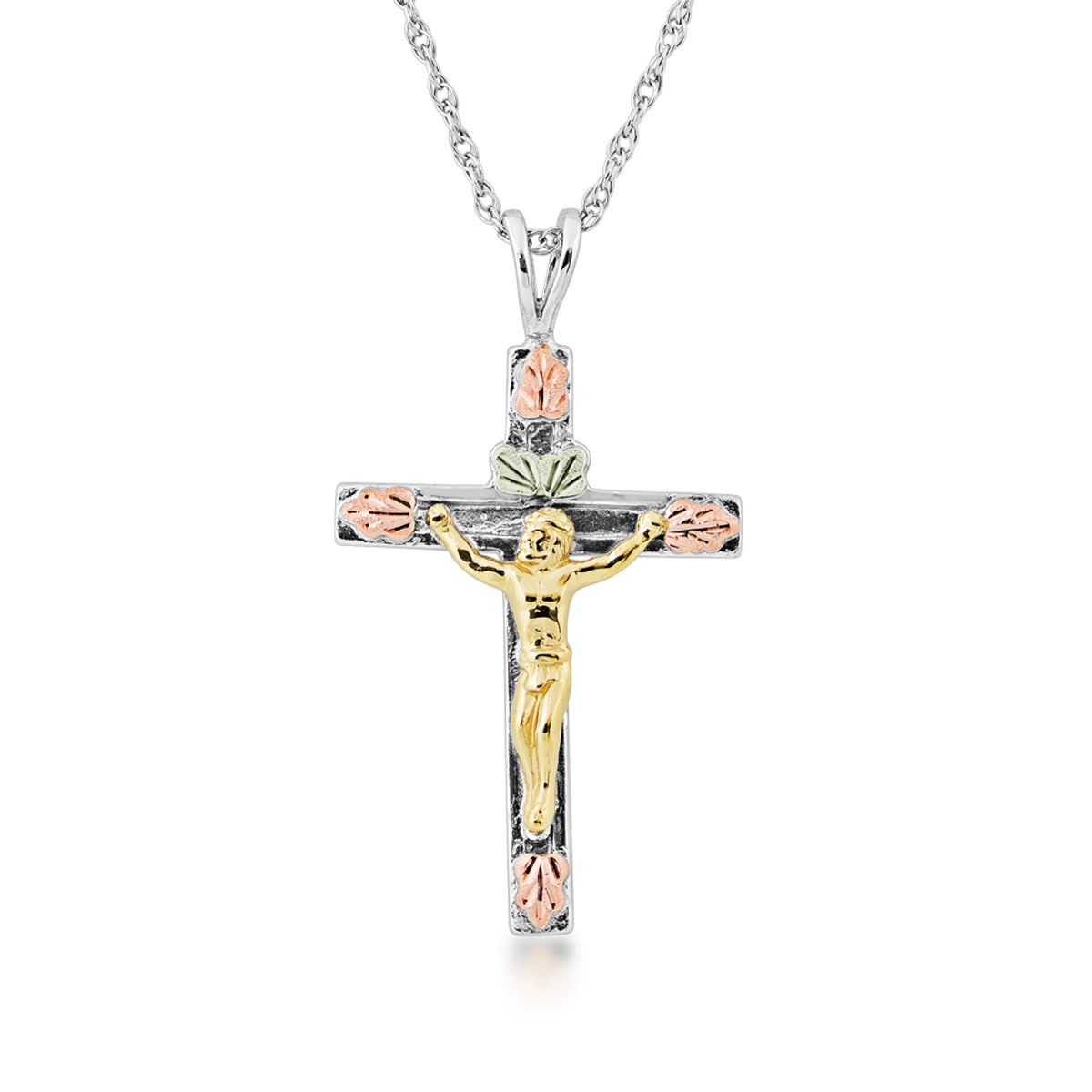 sterling silver Black Hills Gold crucifix pendant