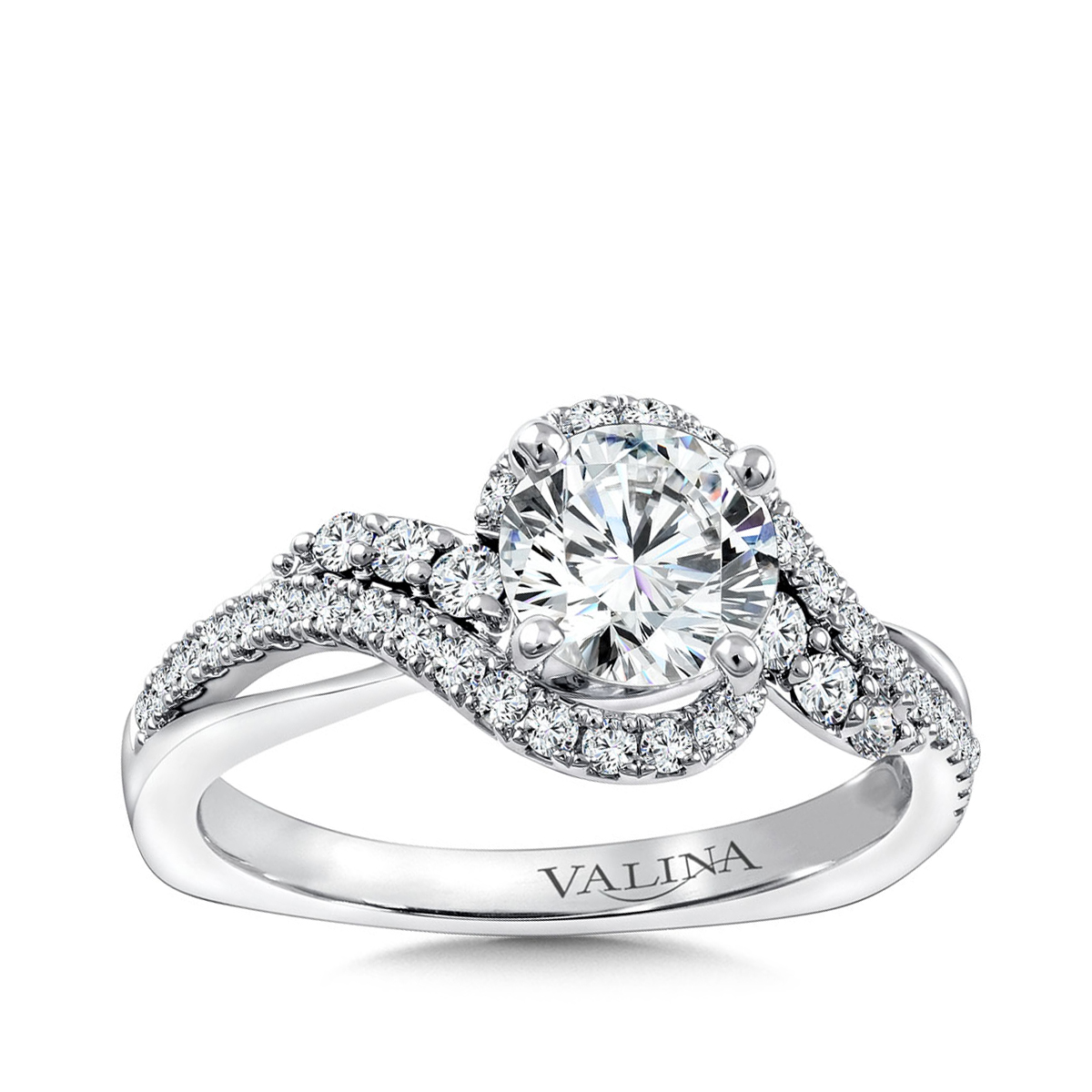 14K white gold 3/8 ct. tw. diamond bypass round semi-mount engagement ring