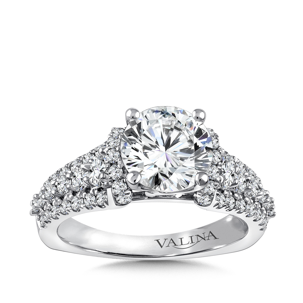 14K white gold 7/8 ct. tw. diamond multi-row Valina round semi-mount engagement ring