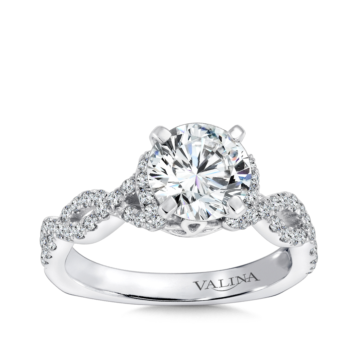 White gold 3/8 ct. tw. diamond twist round semi-mount engagement ring