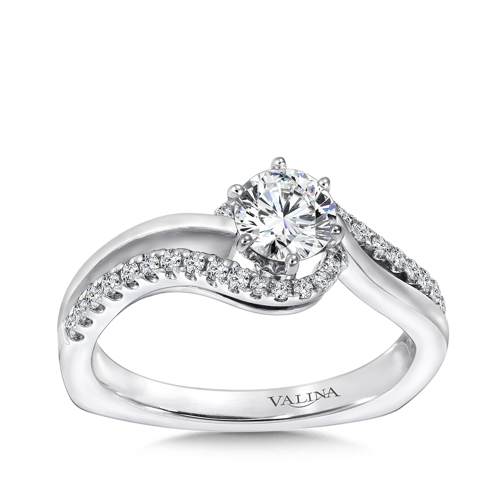 14K white gold 1/5 ct. tw. diamond bypass Valina round semi-mount engagement ring