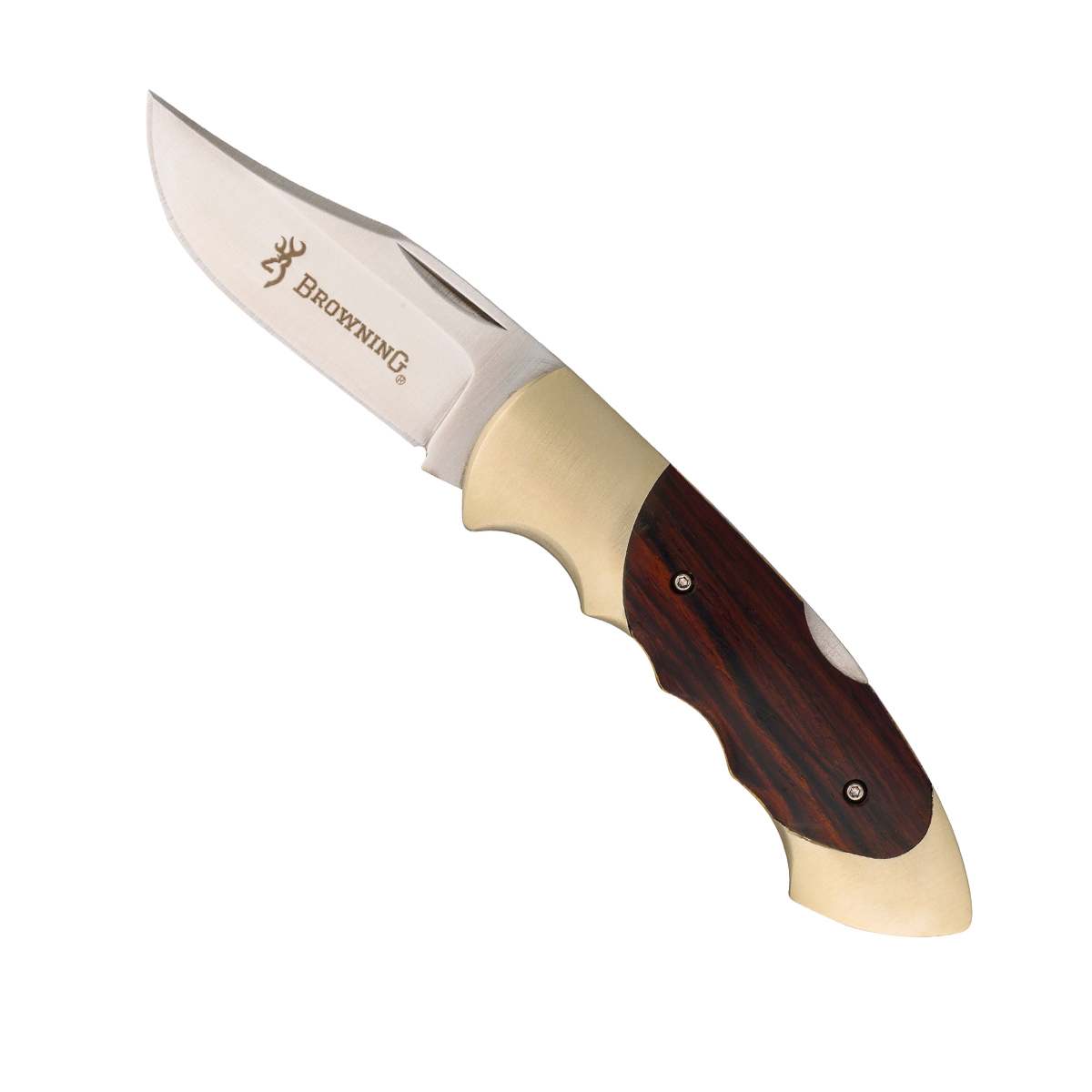 gold-tone and wooden folding knife with silver-tone blade
