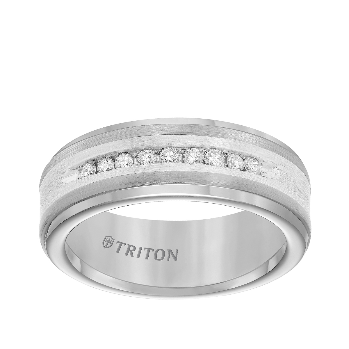 Tungsten carbide men's 1/4 ct. tw. round diamond Triton channel set wedding band