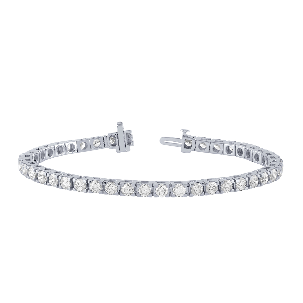 Round diamond tennis bracelet in white gold