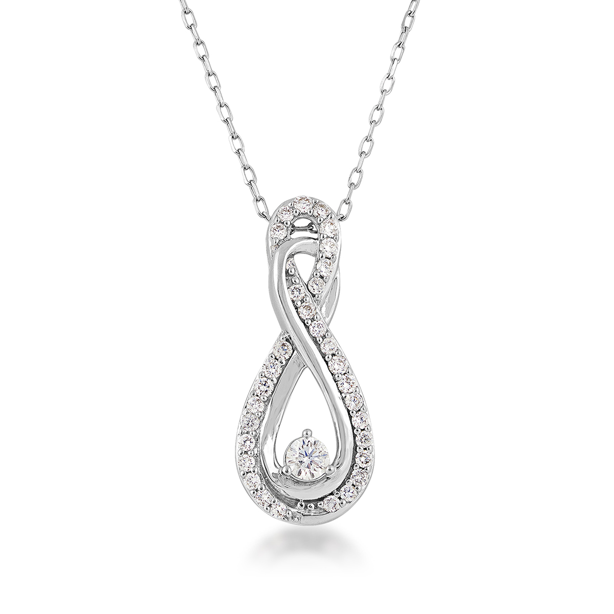 Infinite love 1/2 ct. tw. diamond pendant with center stone at bottom of loop in 10K white gold