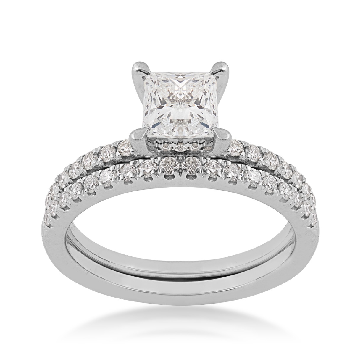Princess cut diamond wedding set in white gold