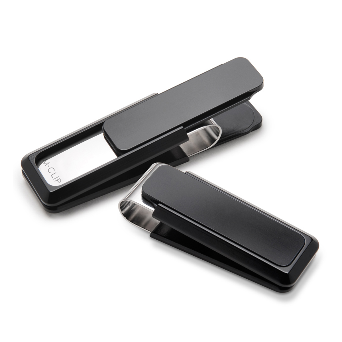 black aluminum money clip with stainless steel spring