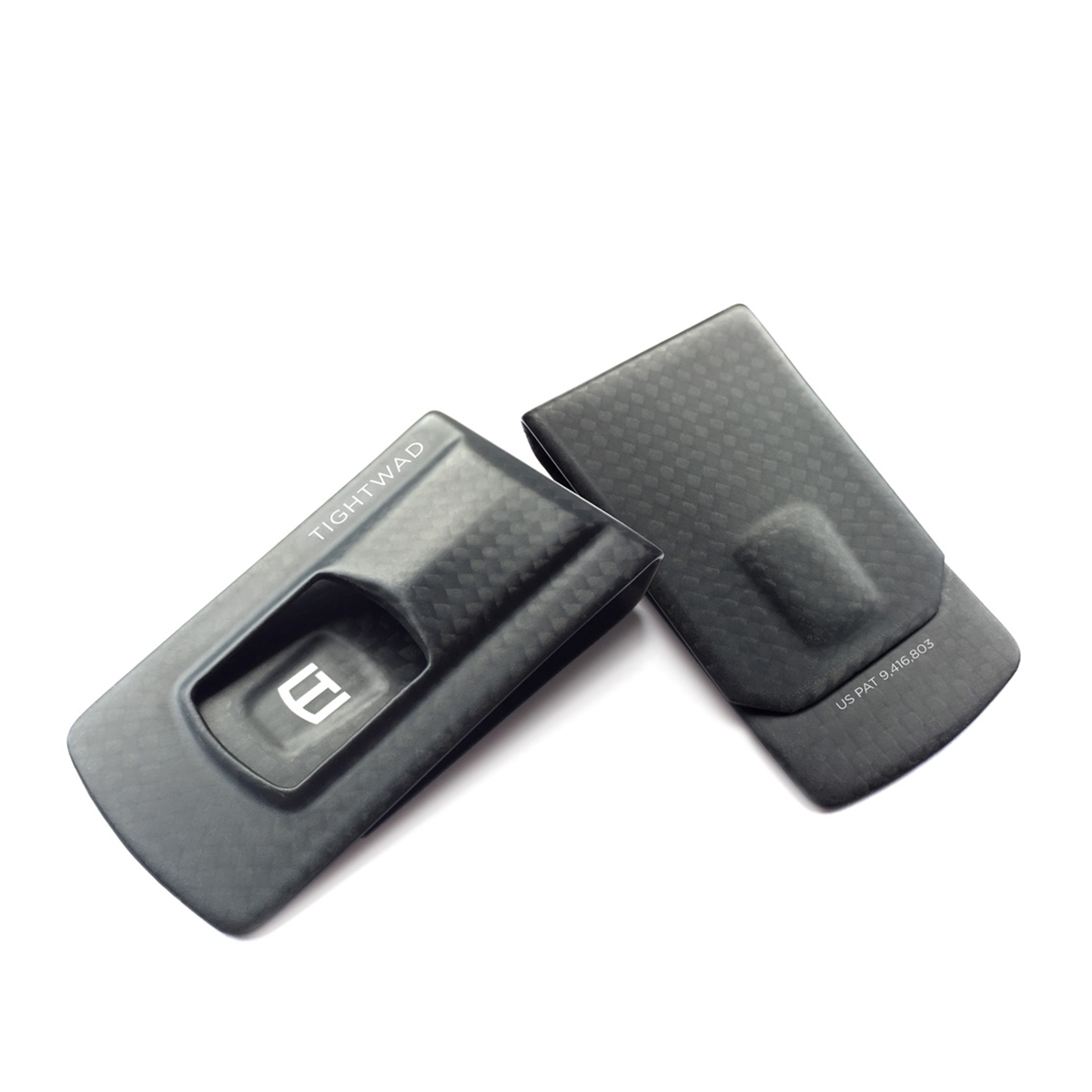 black carbon fiber patterned stainless steel money clip