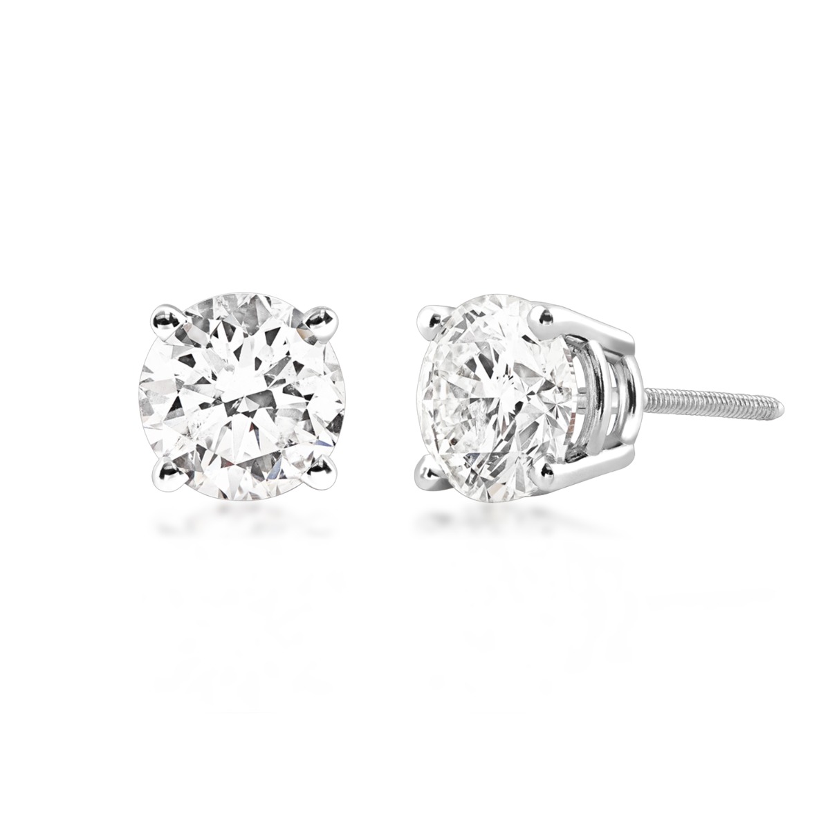 white gold round diamond solitaire stud earrings