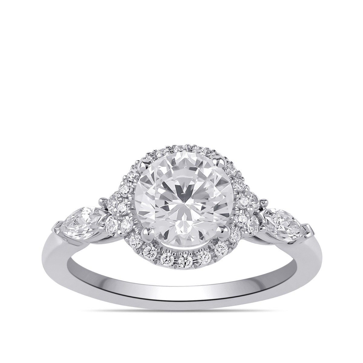 Evere 1/2 ct. tw. Marquise Diamond Halo Round Semi-Mount Engagement Ring