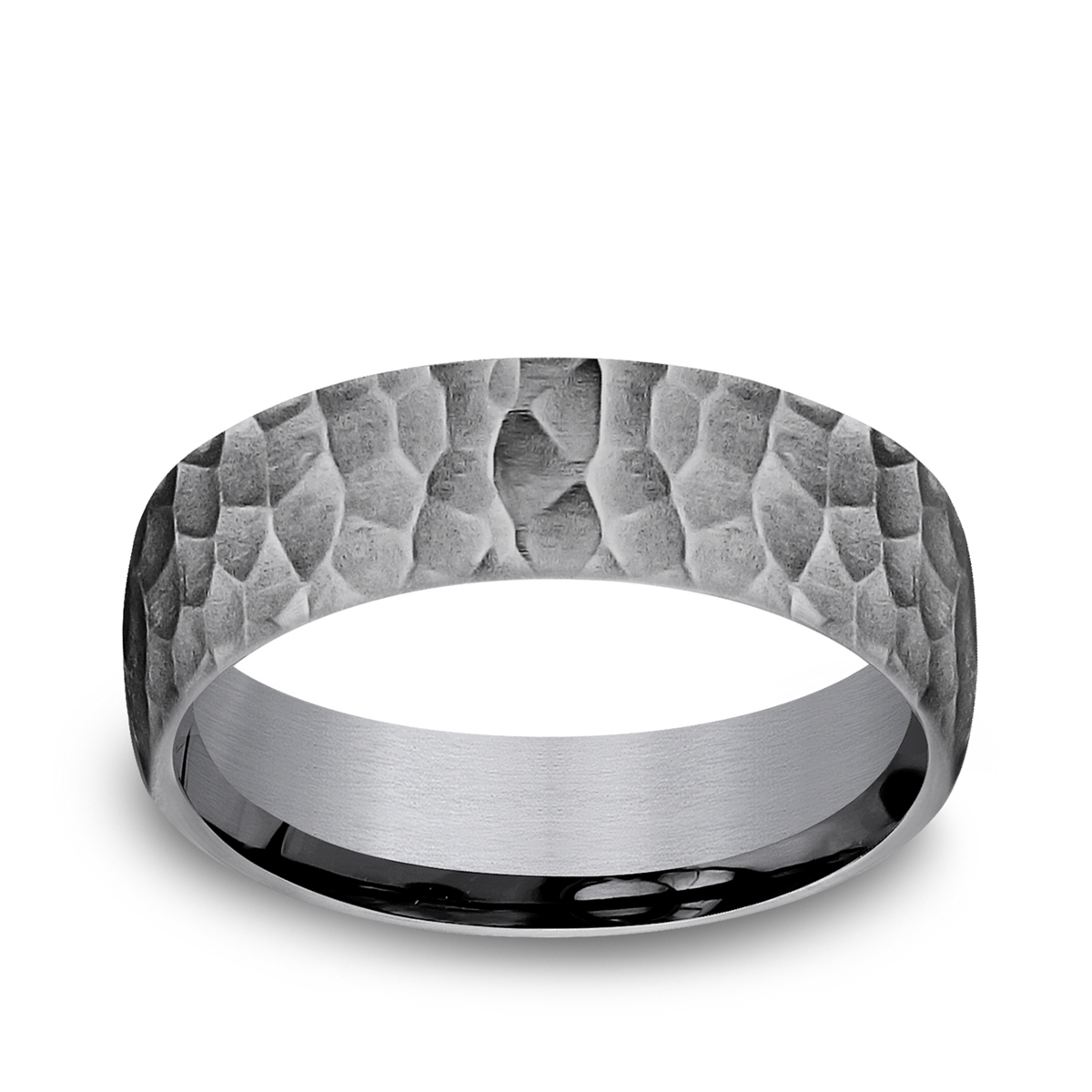 Tantalum wedding band with satin hammered finish
