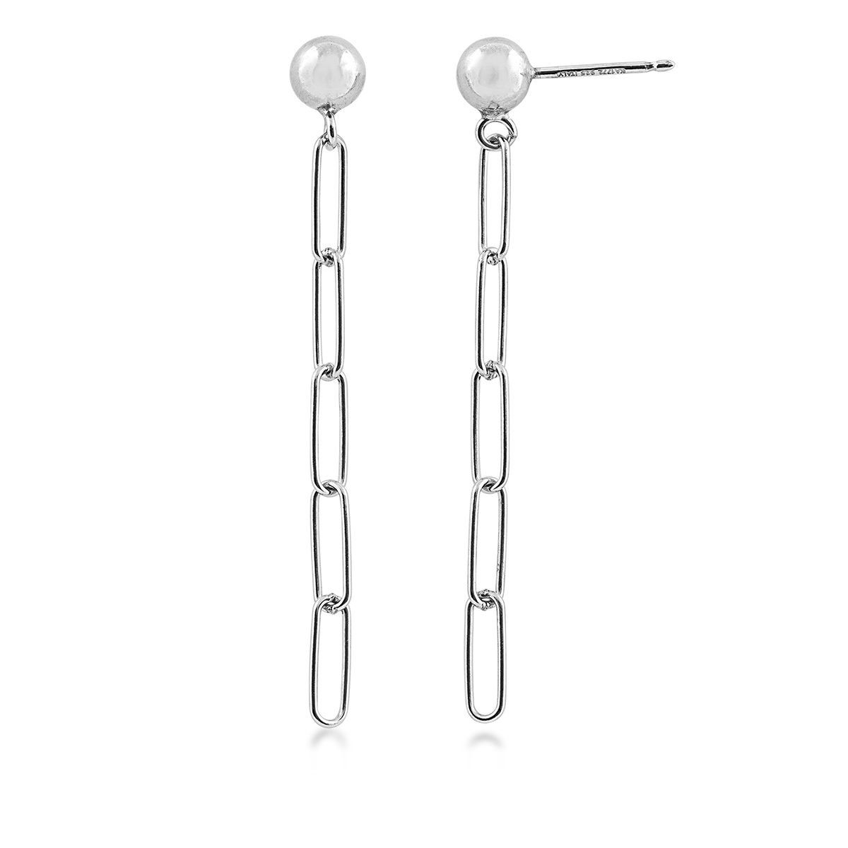 sterling silver ball stud earrings with five paperclip link dangles