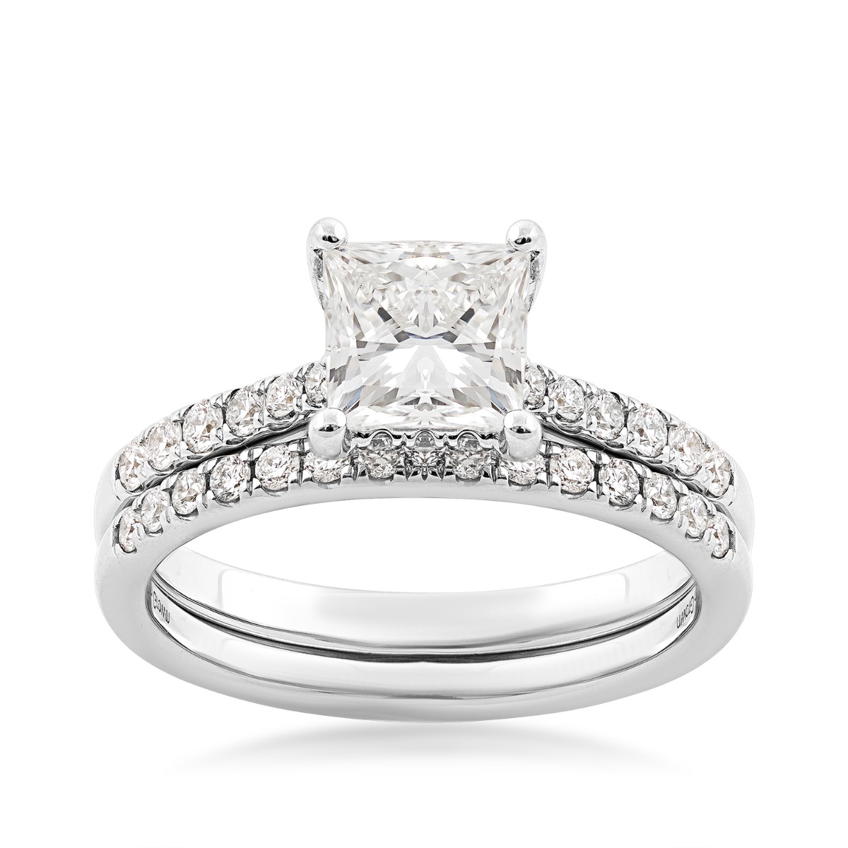 Adamante 2 ct. tw. Lab-Grown Princess Cut Diamond Wedding Set in 14K White Gold