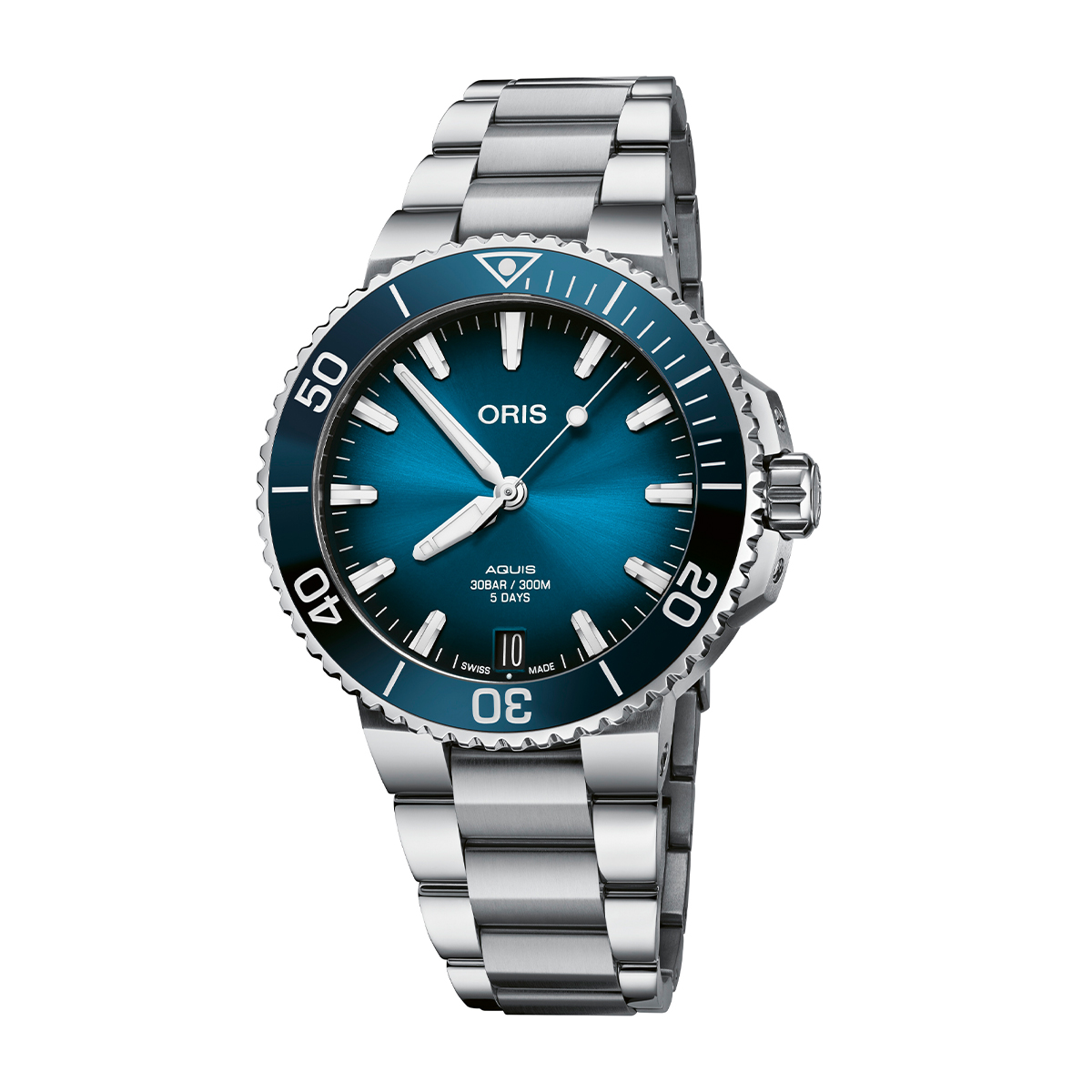 Stainless steel blue dial men's Oris Aquis Calibre 400 automatic watch