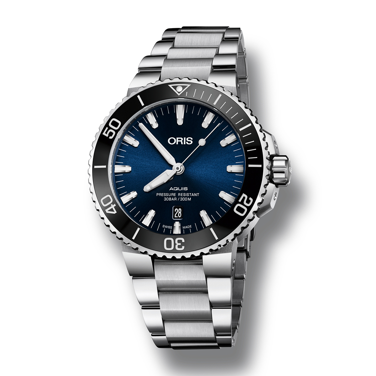 Stainless steel blue dial men's Oris Aquis Date automatic watch