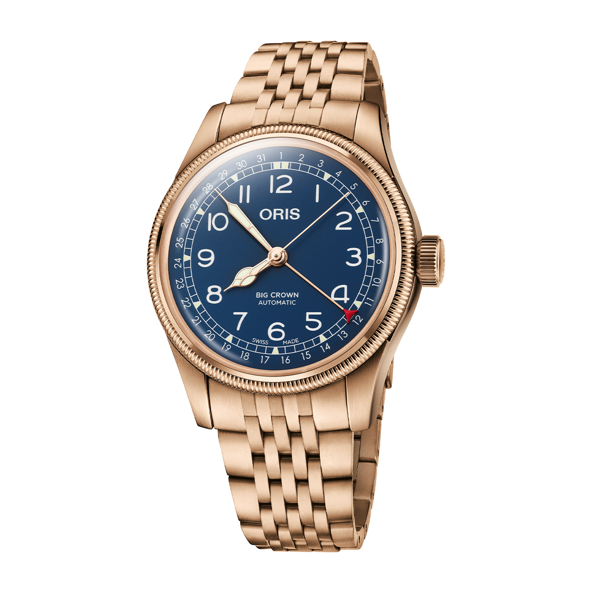 Bronze blue dial Oris Big Crown Pointer Date men's automatic watch