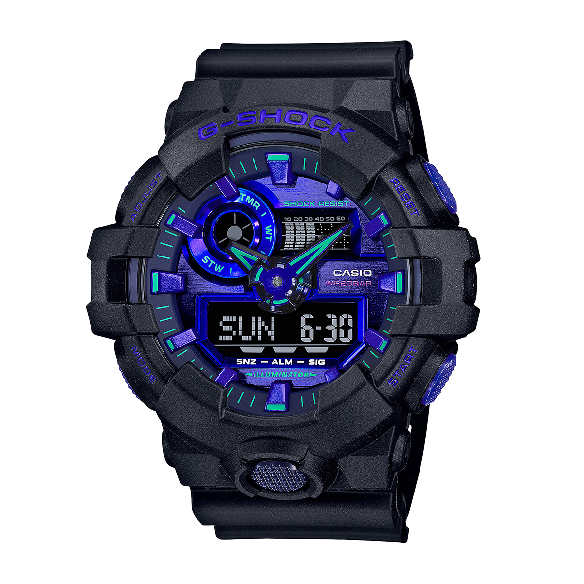 G-Shock Men's Analog Digital Black Resin Watch with Blue Dial
