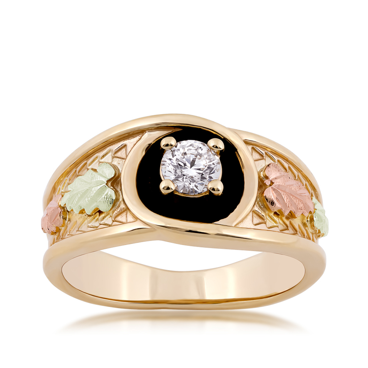 10k yellow gold Noventa and Black Hills Gold men's 1/2 ct round white diamond ring