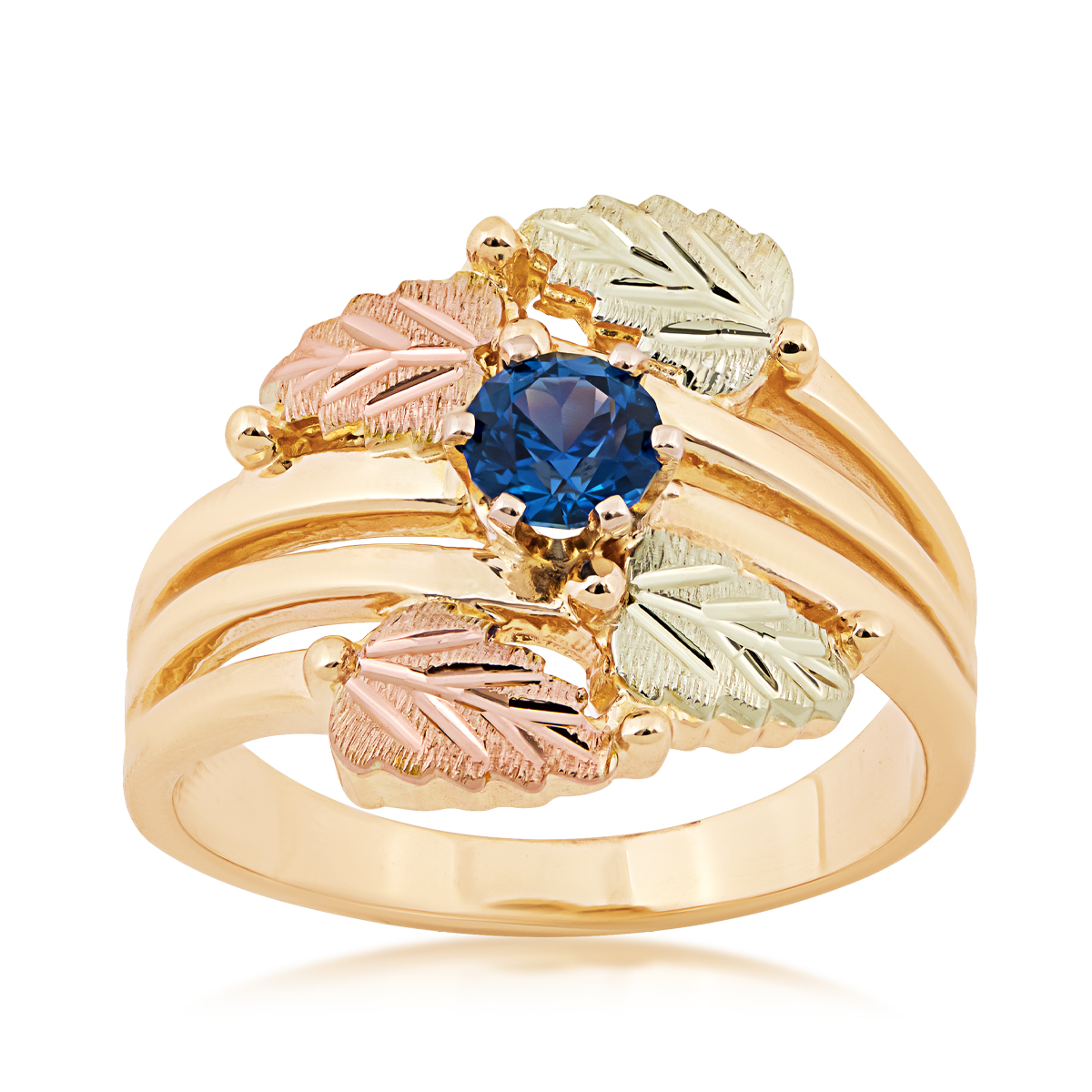 10K yellow gold Black Hills Gold 1/3 ct. tw. Yogo sapphire ring
