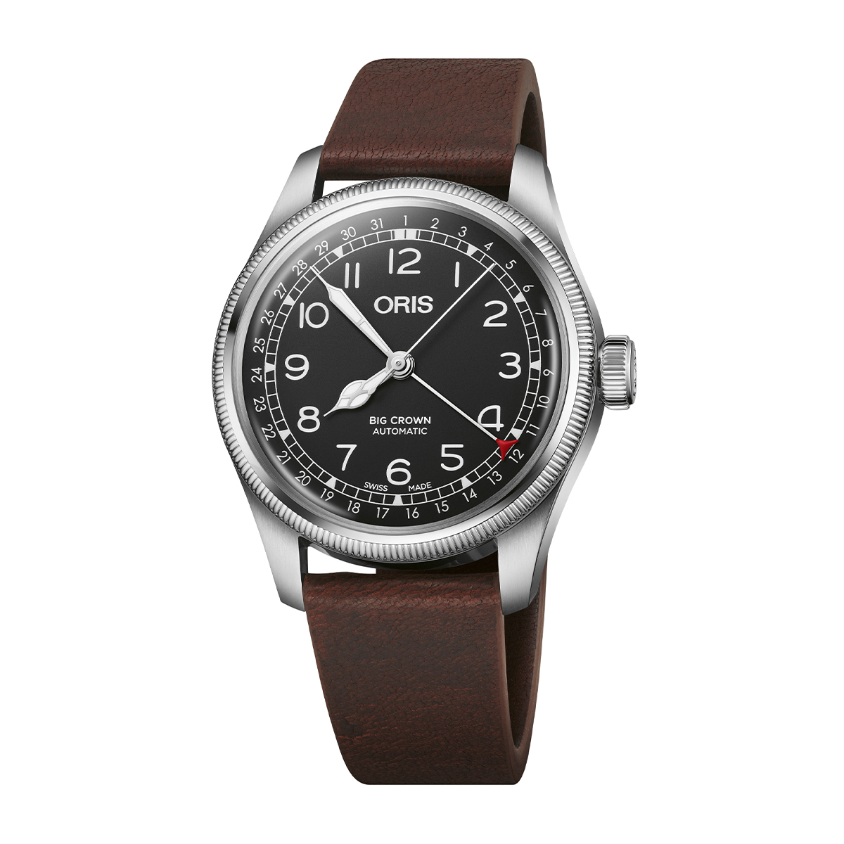 Stainless steel black dial & leather strap men's Oris Waldenburgerbahn limited edition watch