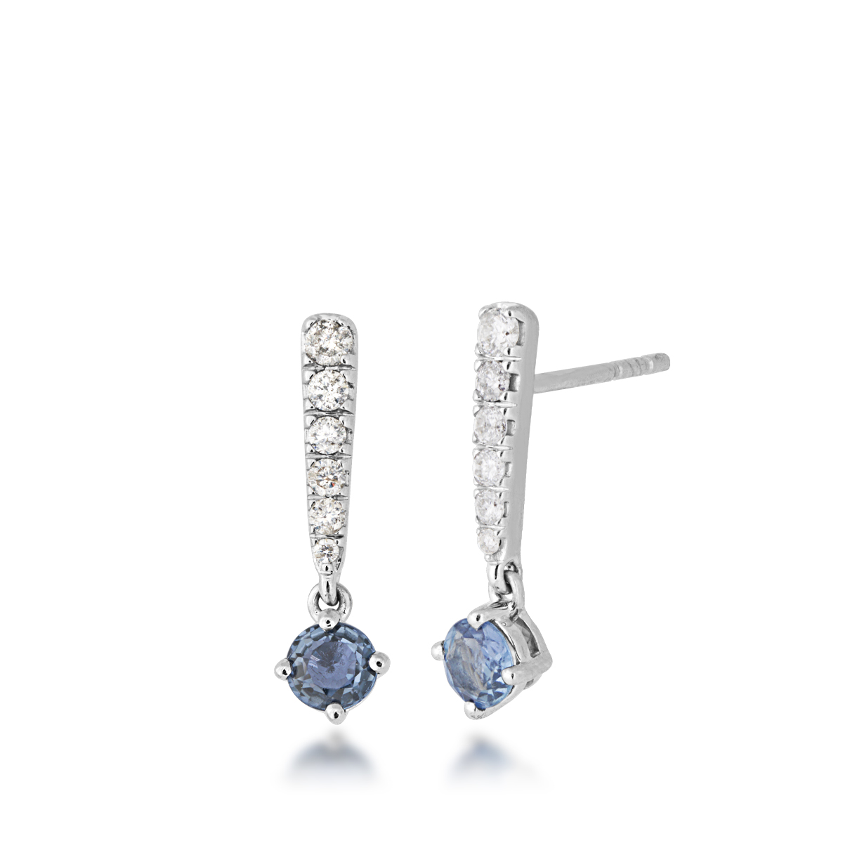 yogo sapphire and diamond white gold earrngs