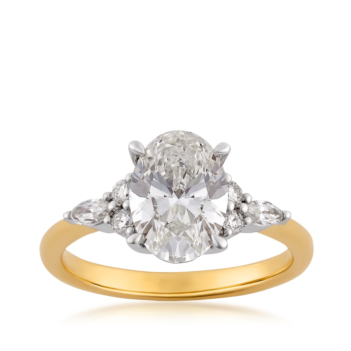 14K yellow and white gold Adamante 2-1/3 ct. tw. lab-grown oval diamond engagement ring
