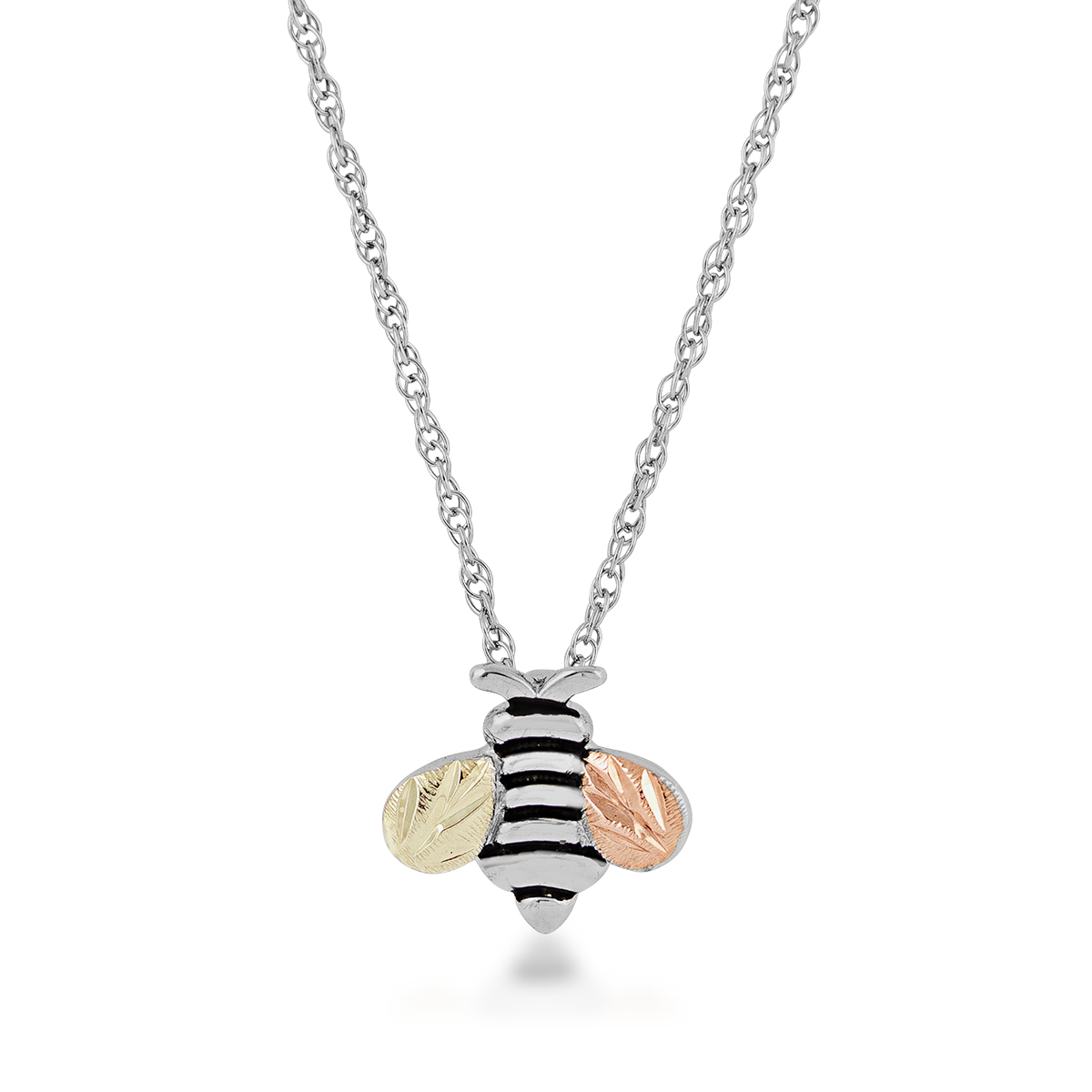 sterling silver Black Hills Gold bee pendant 