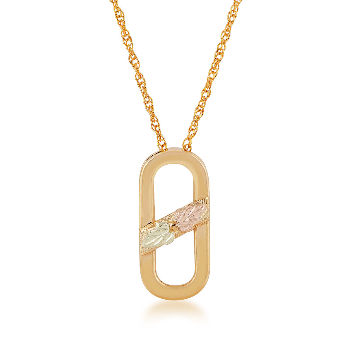 Black Hills Gold paperclip pendant in 10k yellow gold