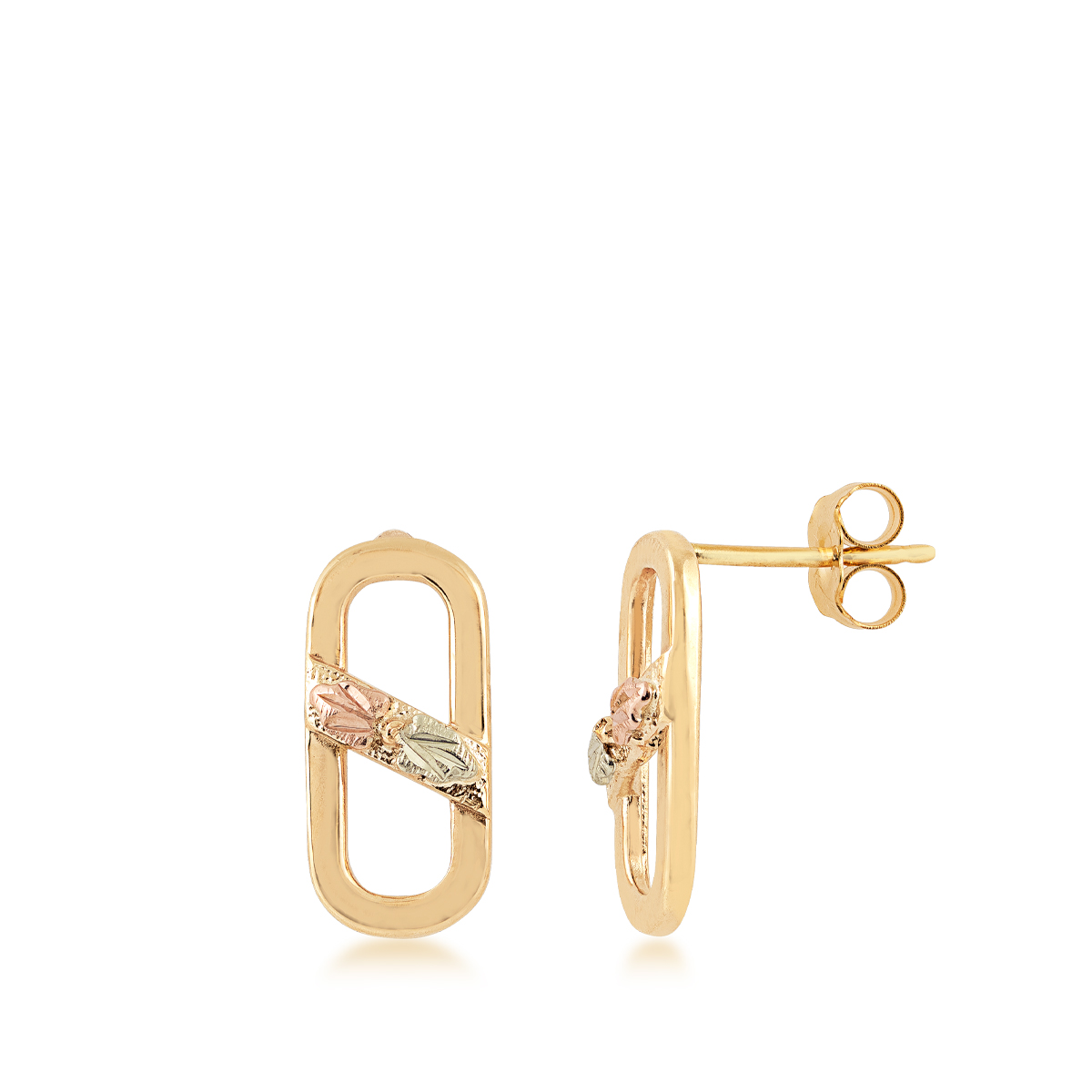 Black Hills Gold paperclip earrings in 10k yellow gold