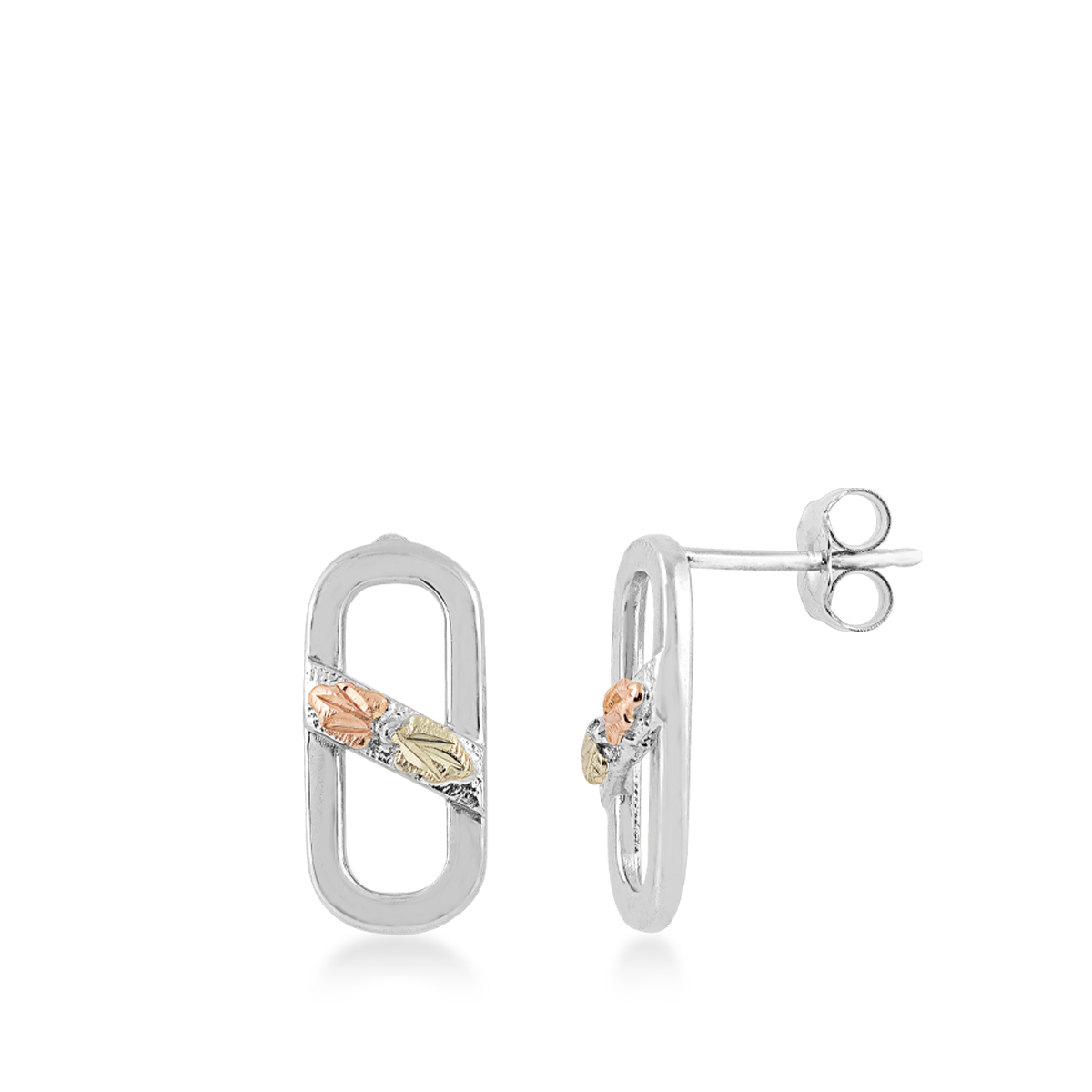 sterling silver Black Hills Gold paperclip earrings 