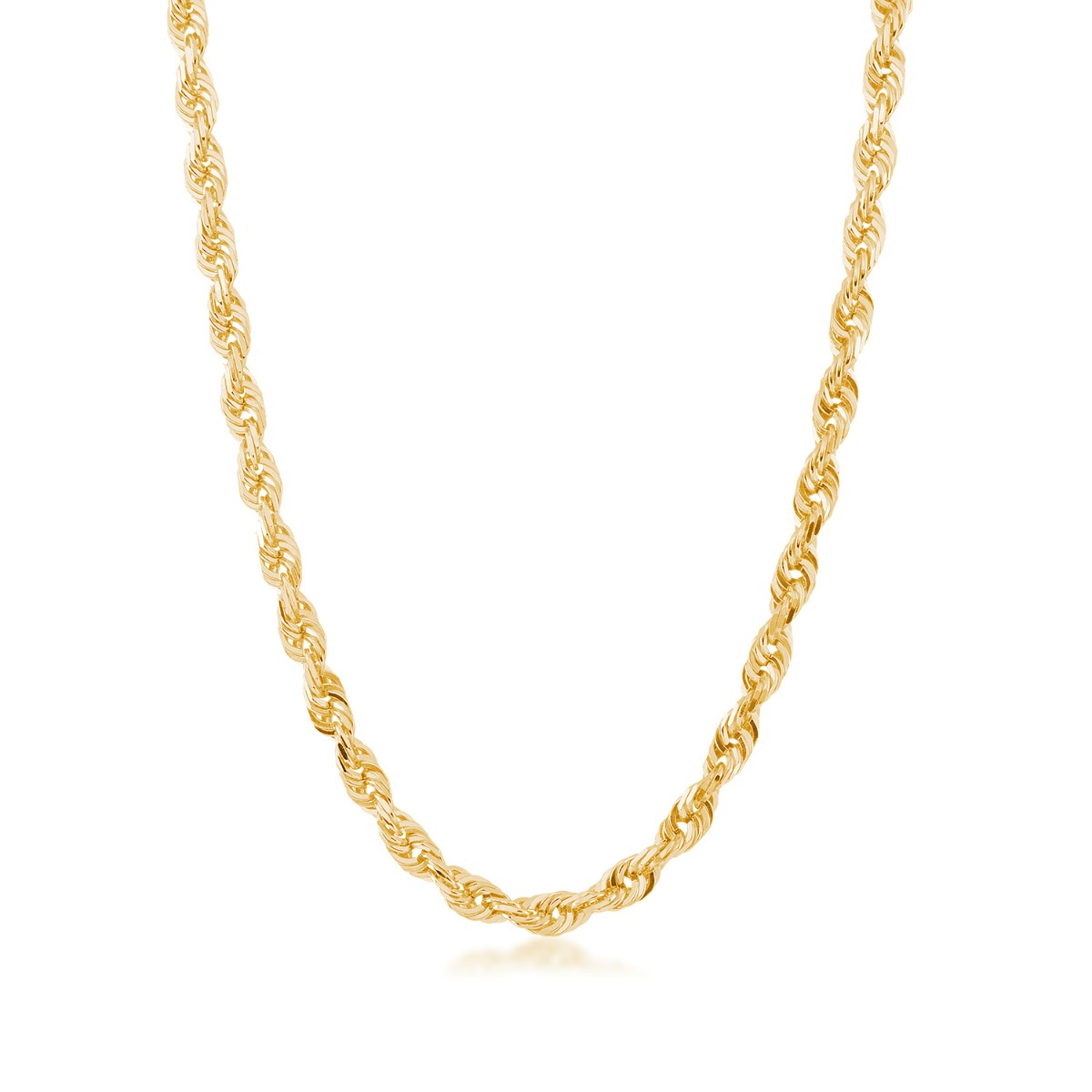 Yellow gold diamond cut 4.4mm rope chain