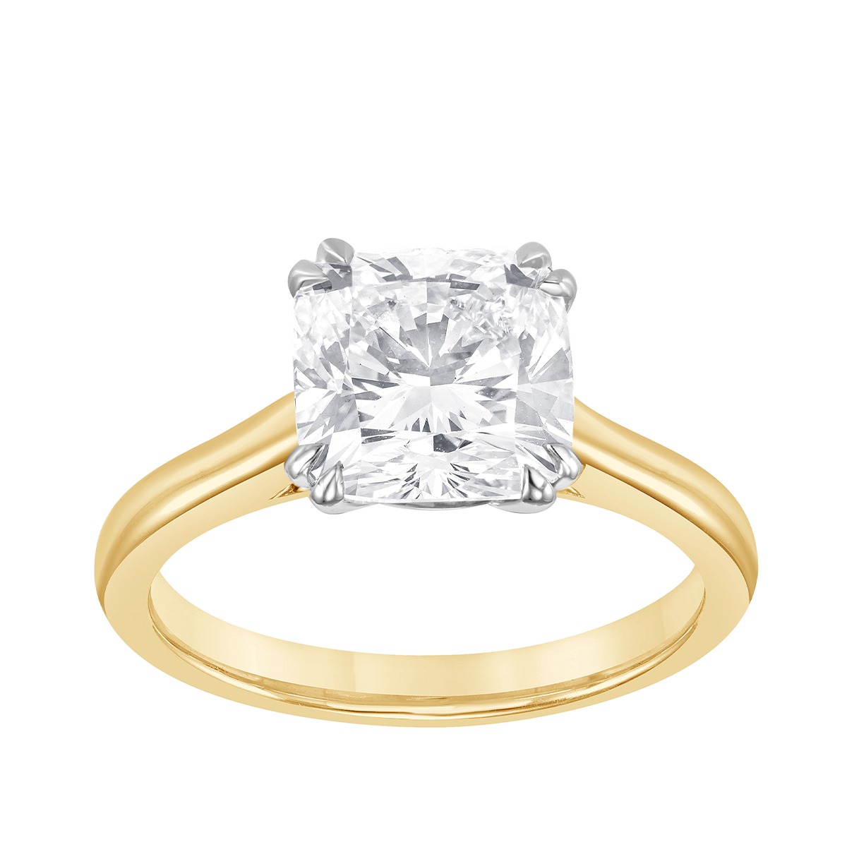 Adamante 3 ct. tw. Lab-Grown Cushion Diamond Solitaire Engagement Ring in 14K Yellow & White Gold
