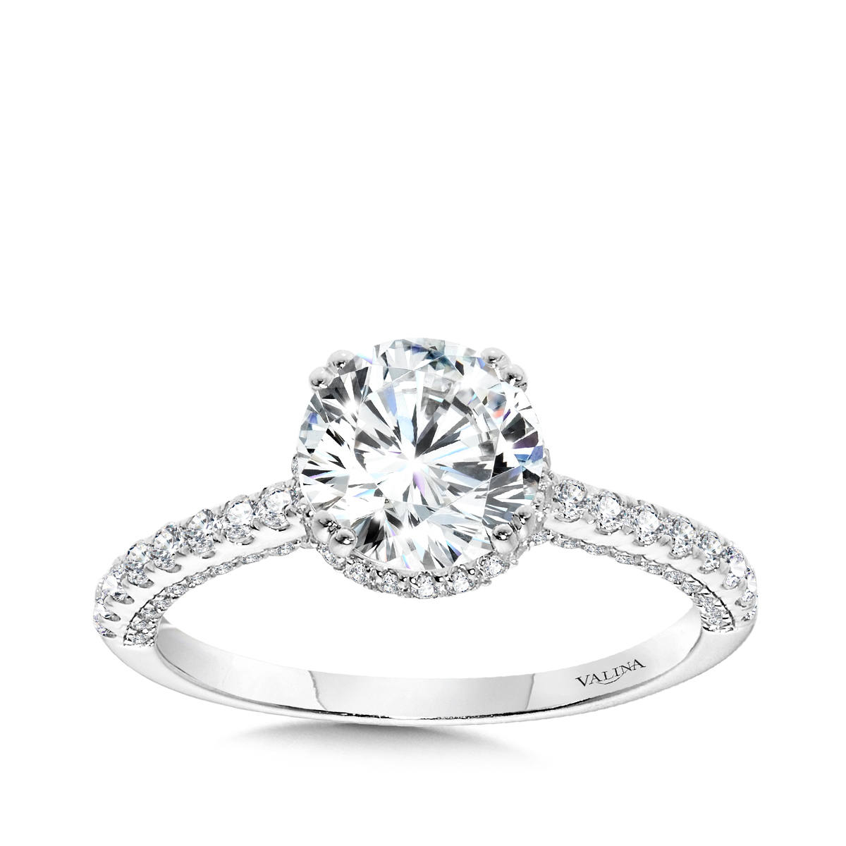 14K white gold 1/2 ct. tw. diamond halo Valina round semi-mount engagement ring