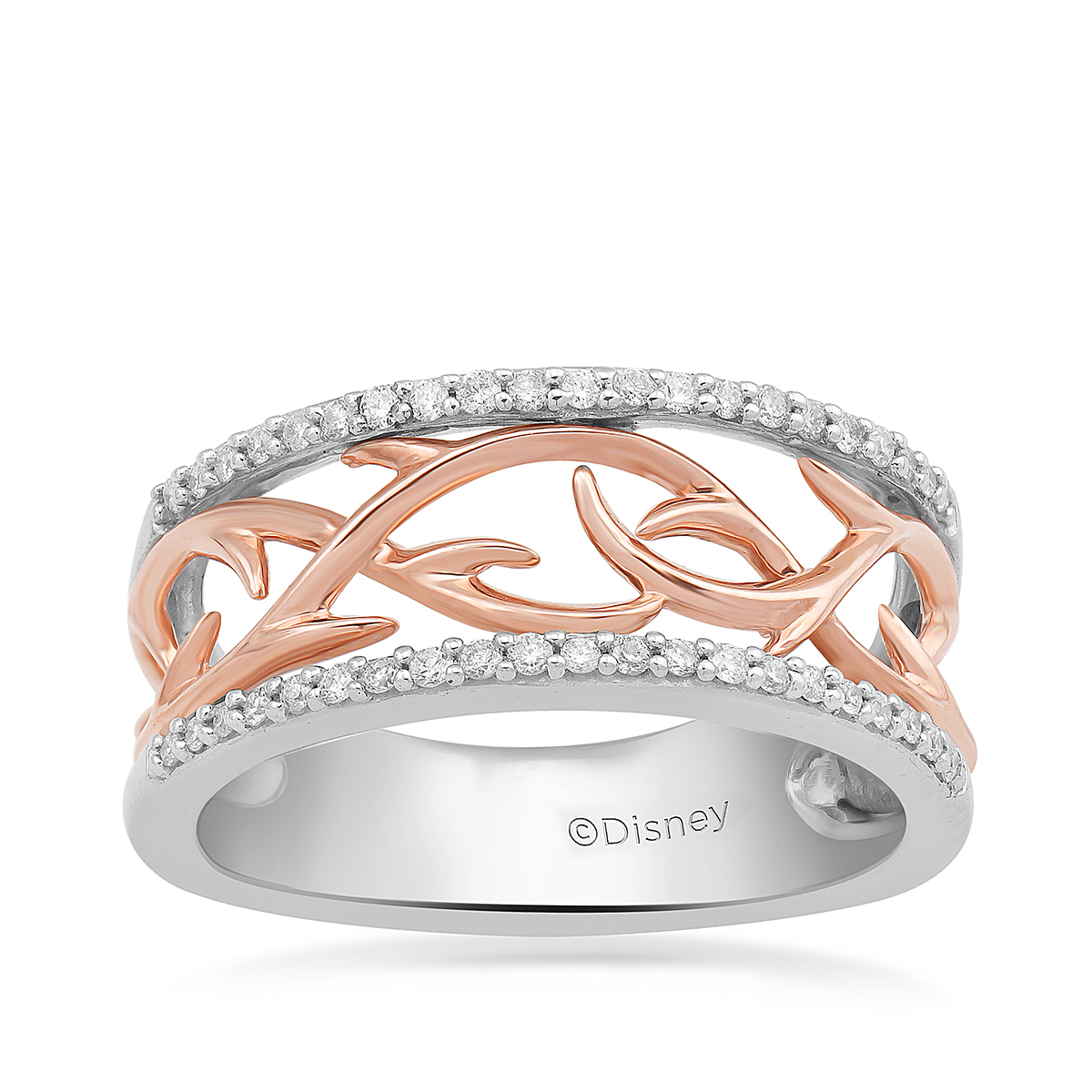 Sterling silver & 14K pink gold 1/5 ct. tw. diamond Enchanted Disney Vault Maleficent thorn ring