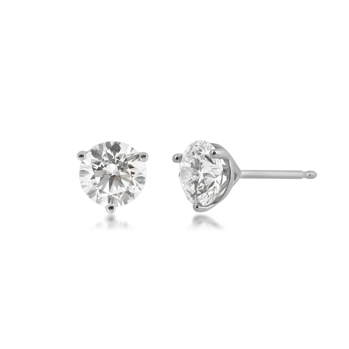 14K white gold 2 ct. tw. round lab-grown diamond solitaire earrings