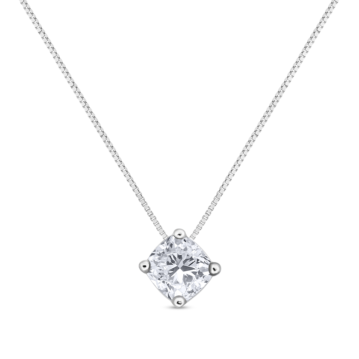 14K white gold 1 ct. tw. cushion diamond solitaire pendant