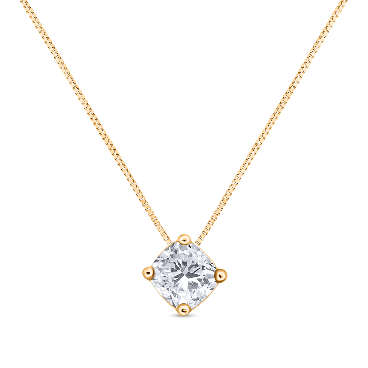 14K yellow gold 1 ct. tw. cushion diamond solitaire pendant