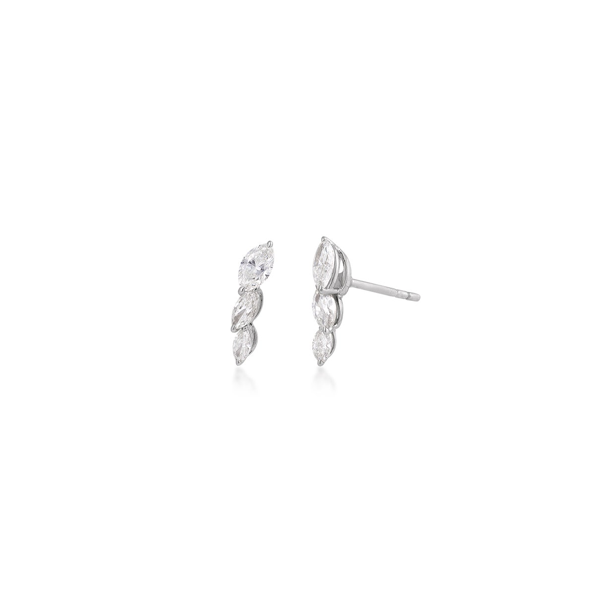 Sirus Tanya 7/8 ct. tw. 3-Stone Marquise Earrings in 18K White Gold