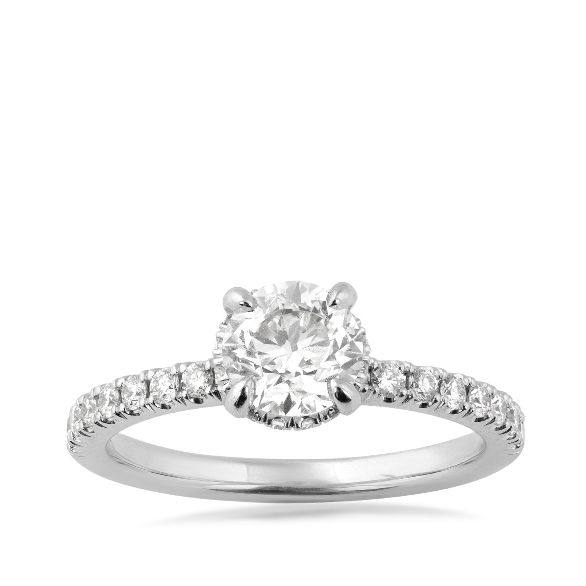 14K white gold Timeless 1-3/8 ct. tw. round brilliant diamond hidden halo engagement ring
