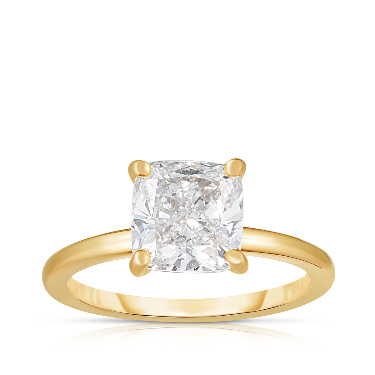 14K yellow gold 5-1/3 ct. tw. cushion lab-grown diamond hidden halo engagement ring